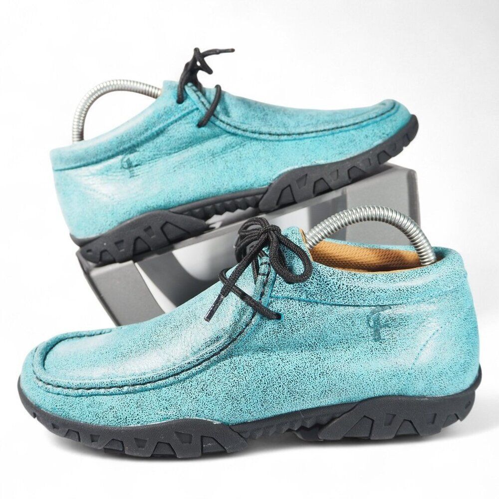 Ferrini Rouge Moc Toe Mid Leather Chukka Boots Women's 8.5B Turquoise‎ 63722-50